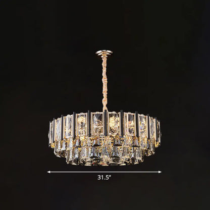 DecorBites™ Clear Beveled Crystal Modern Layered Chandelier - Elegant Suspension Lighting for Living Rooms
