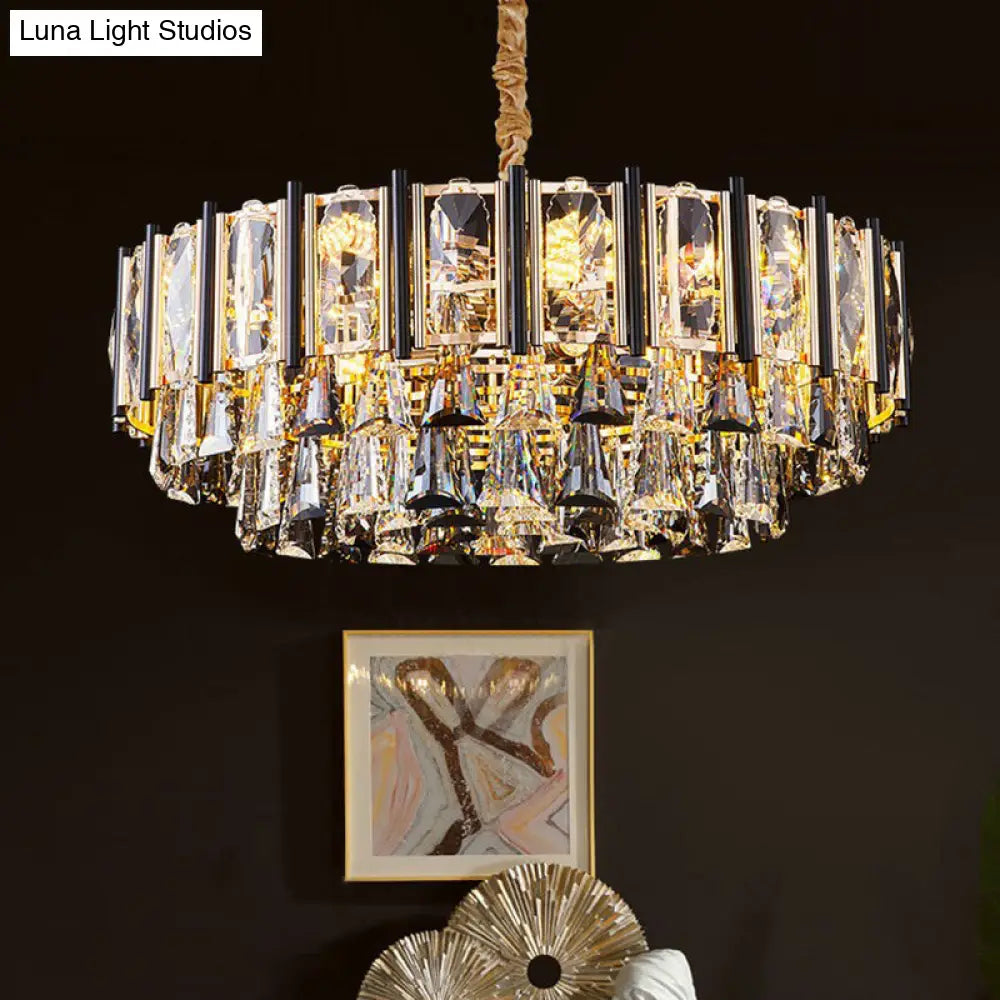 DecorBites™ Clear Beveled Crystal Modern Layered Chandelier - Elegant Suspension Lighting for Living Rooms