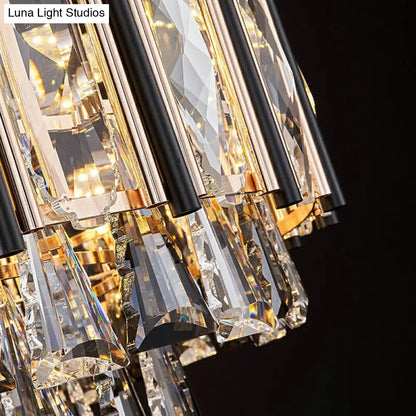 DecorBites™ Clear Beveled Crystal Modern Layered Chandelier - Elegant Suspension Lighting for Living Rooms