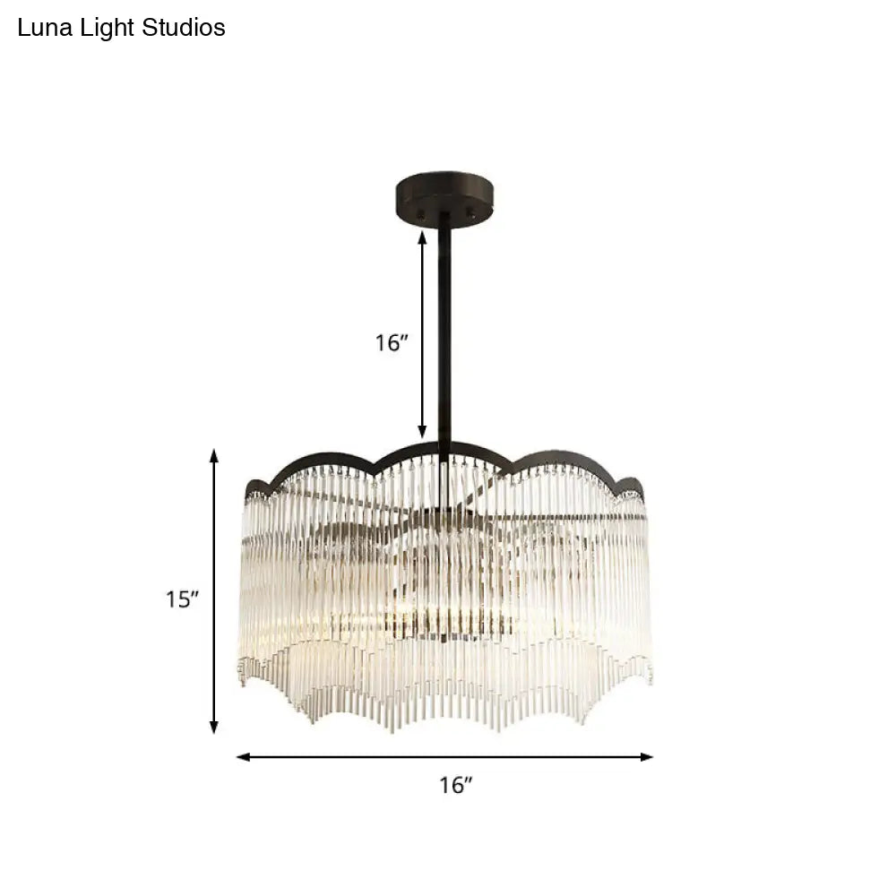 Lámpara de araña de cristal transparente/azul - Diseño redondo elegante, 3 luces - Perfecta para el comedor