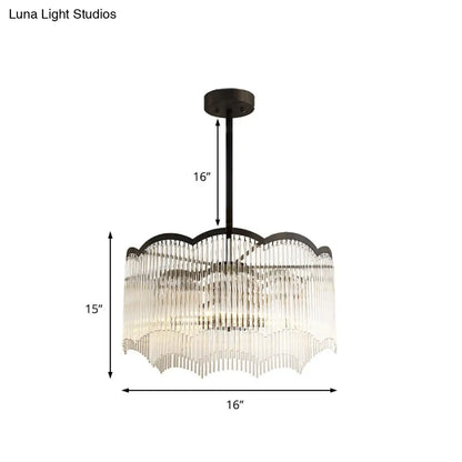 Lámpara de araña de cristal transparente/azul - Diseño redondo elegante, 3 luces - Perfecta para el comedor