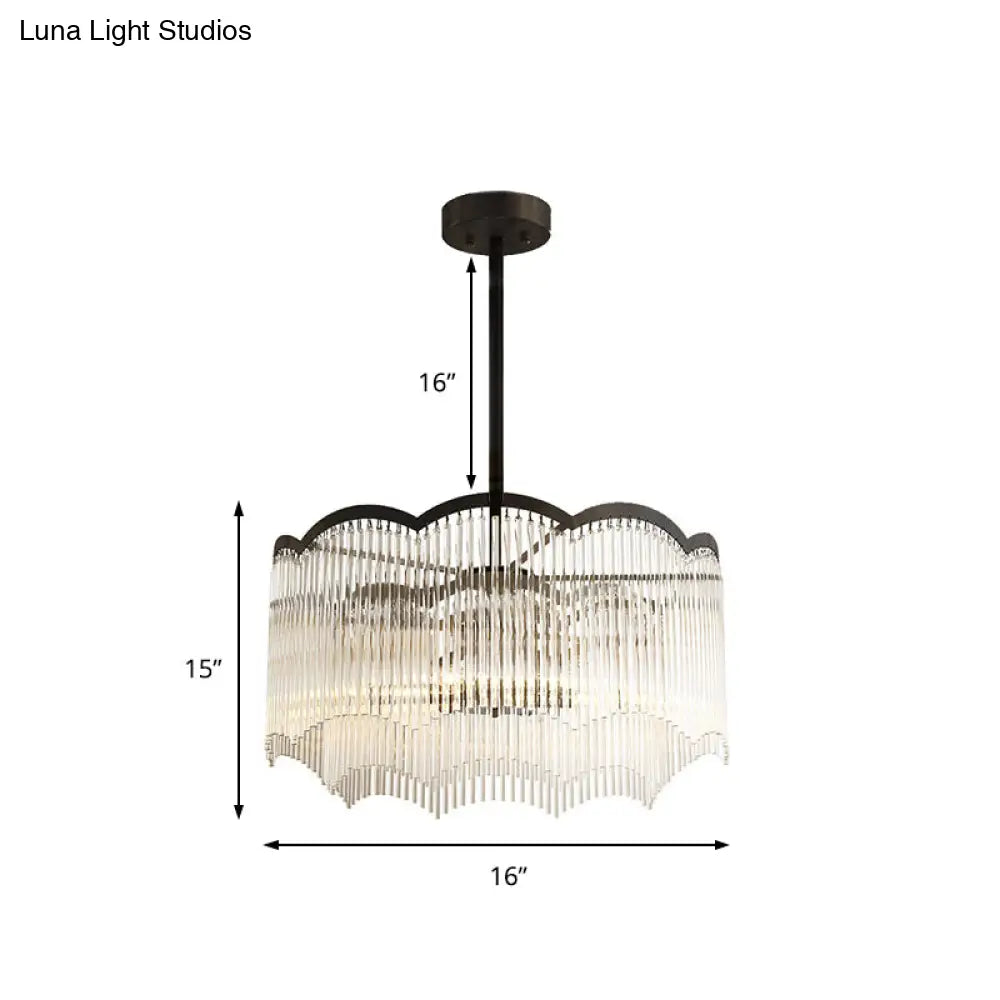 Lámpara de araña de cristal transparente/azul - Diseño redondo elegante, 3 luces - Perfecta para el comedor