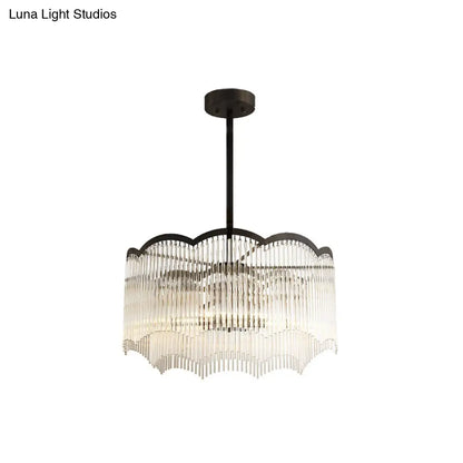 Lámpara de araña de cristal transparente/azul - Diseño redondo elegante, 3 luces - Perfecta para el comedor