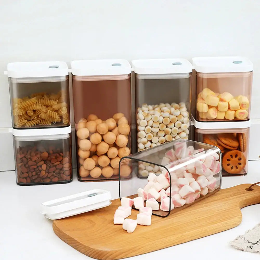 Clear bulk hermetic food storage containers with white lids holding dry goods for decorbites bulk hermetic kitchen use