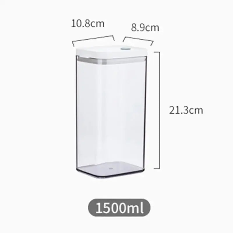 Clear plastic decorbites bulk hermetic food storage container with white lid 1500ml capacity for kitchen use