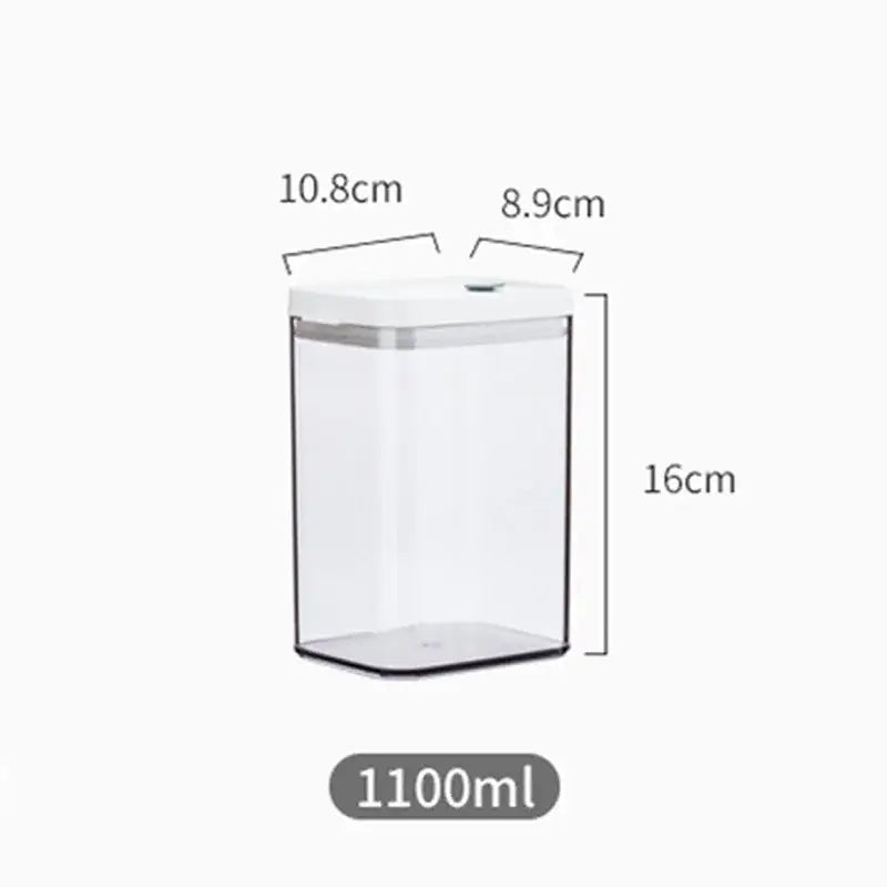Clear bulk hermetic food storage container with white lid 16cm tall 1100ml for decorbites bulk hermetic kitchen use