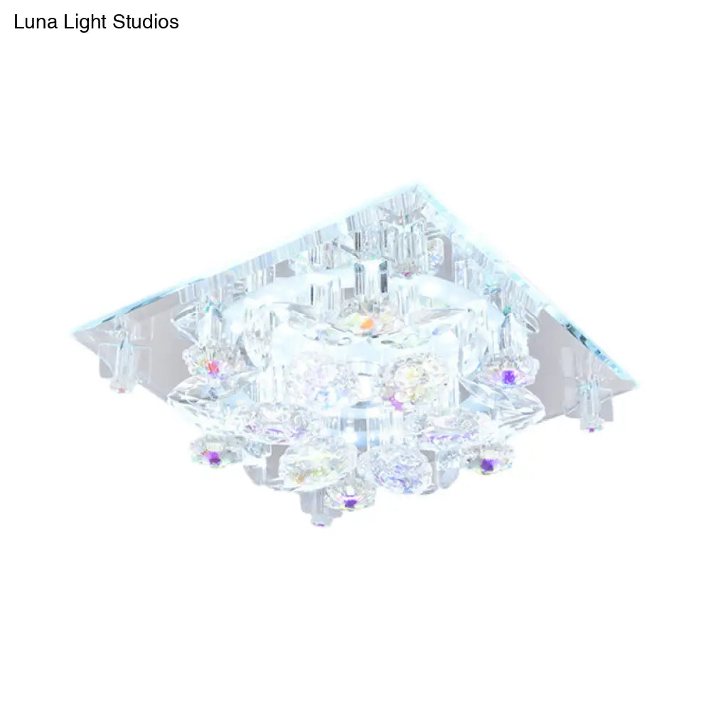 DecorBites™ Lámpara de techo empotrada de cristal transparente de 5 luces con pantalla floral - Diseño minimalista