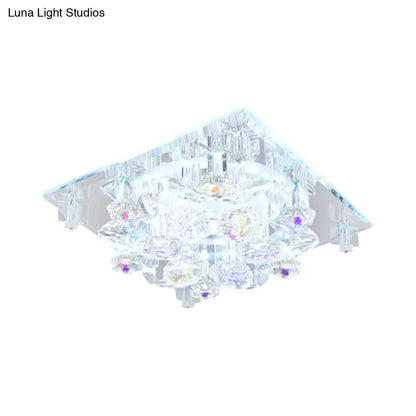 DecorBites™ Lámpara de techo empotrada de cristal transparente de 5 luces con pantalla floral - Diseño minimalista