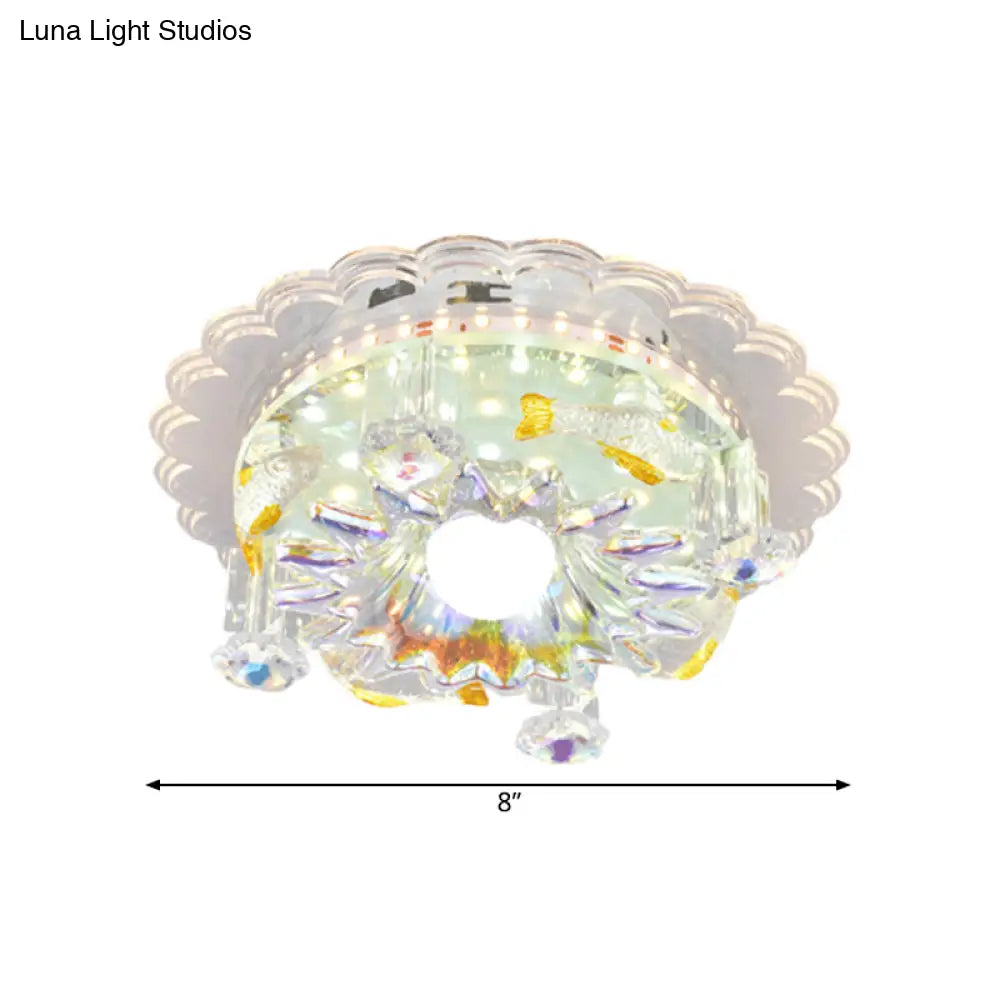 DecorBites™ Lámpara de techo empotrada de cristal transparente de 5 luces con pantalla floral - Diseño minimalista