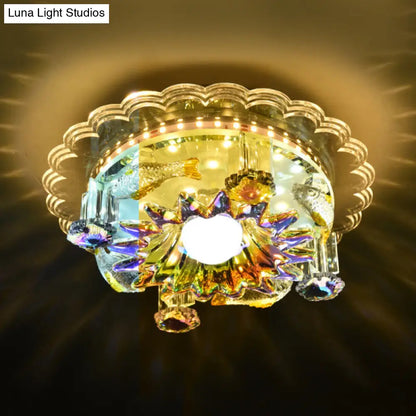 DecorBites™ Lámpara de techo empotrada de cristal transparente de 5 luces con pantalla floral - Diseño minimalista