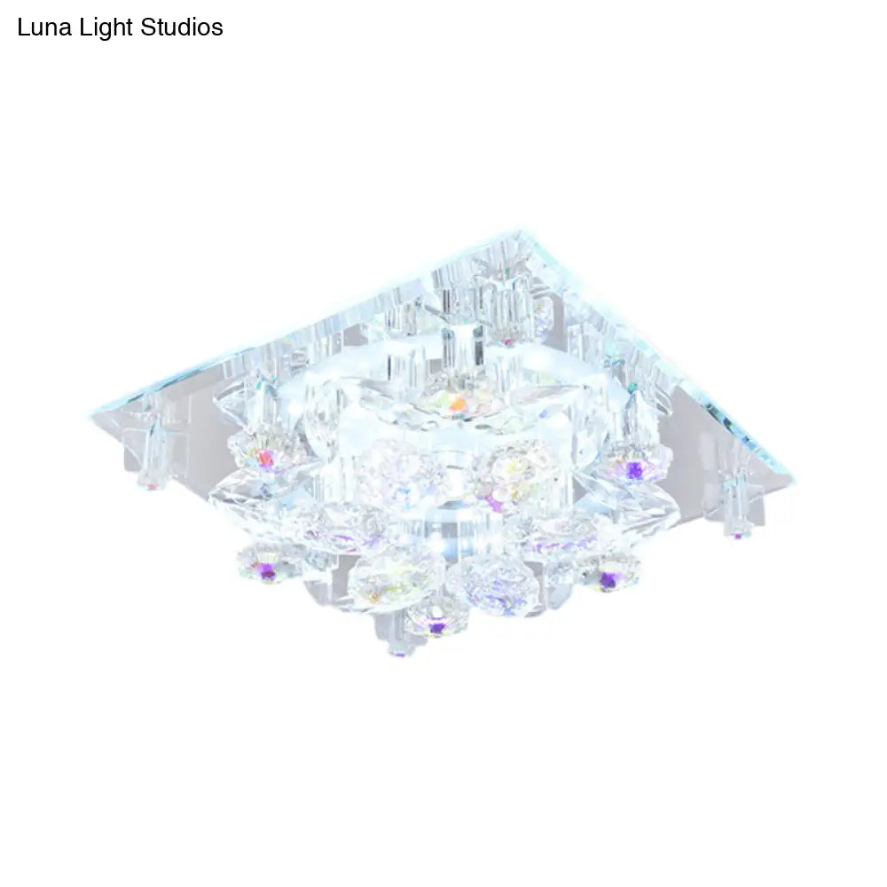 DecorBites™ Lámpara de techo empotrada de cristal transparente de 5 luces con pantalla floral - Diseño minimalista