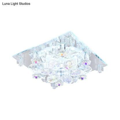 DecorBites™ Lámpara de techo empotrada de cristal transparente de 5 luces con pantalla floral - Diseño minimalista