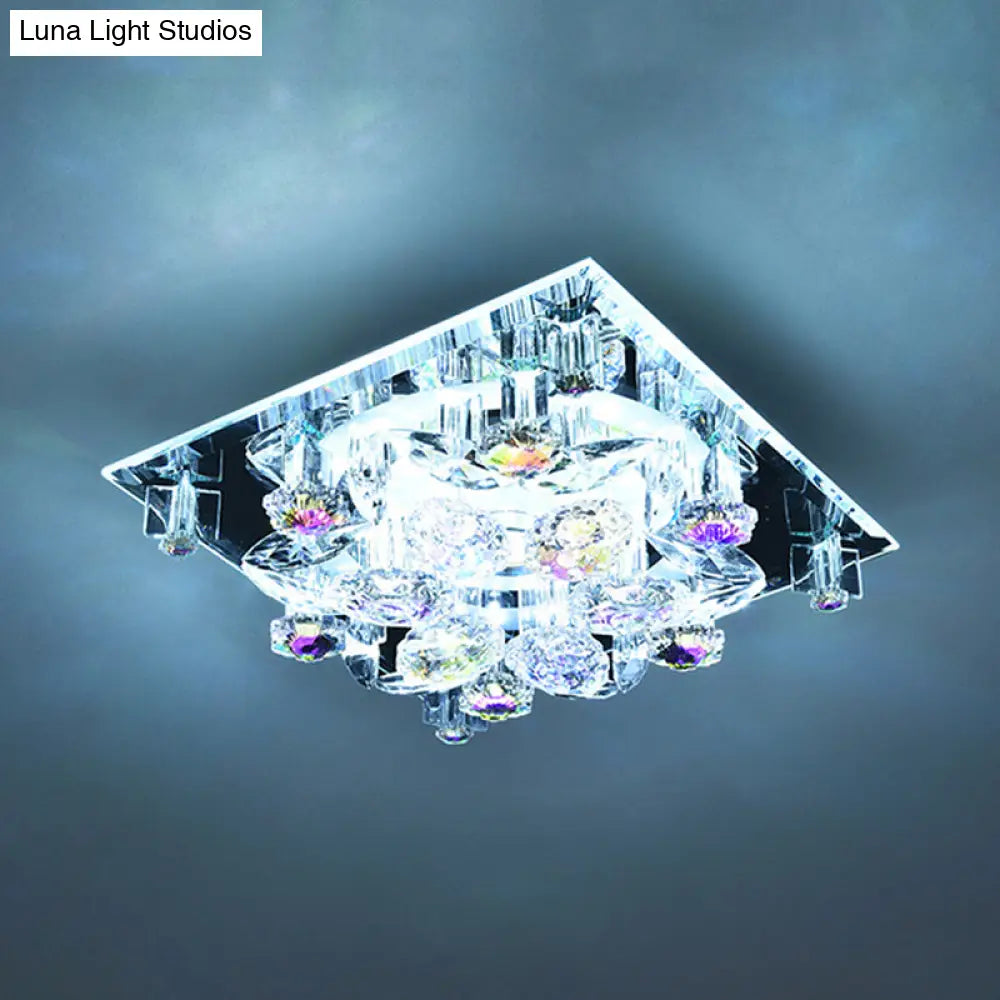 DecorBites™ Lámpara de techo empotrada de cristal transparente de 5 luces con pantalla floral - Diseño minimalista