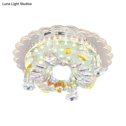 DecorBites™ Lámpara de techo empotrada de cristal transparente de 5 luces con pantalla floral - Diseño minimalista