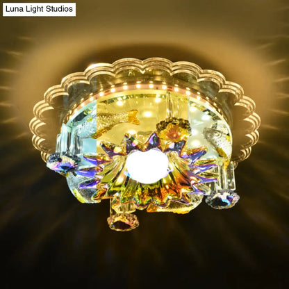 DecorBites™ Lámpara de techo empotrada de cristal transparente de 5 luces con pantalla floral - Diseño minimalista