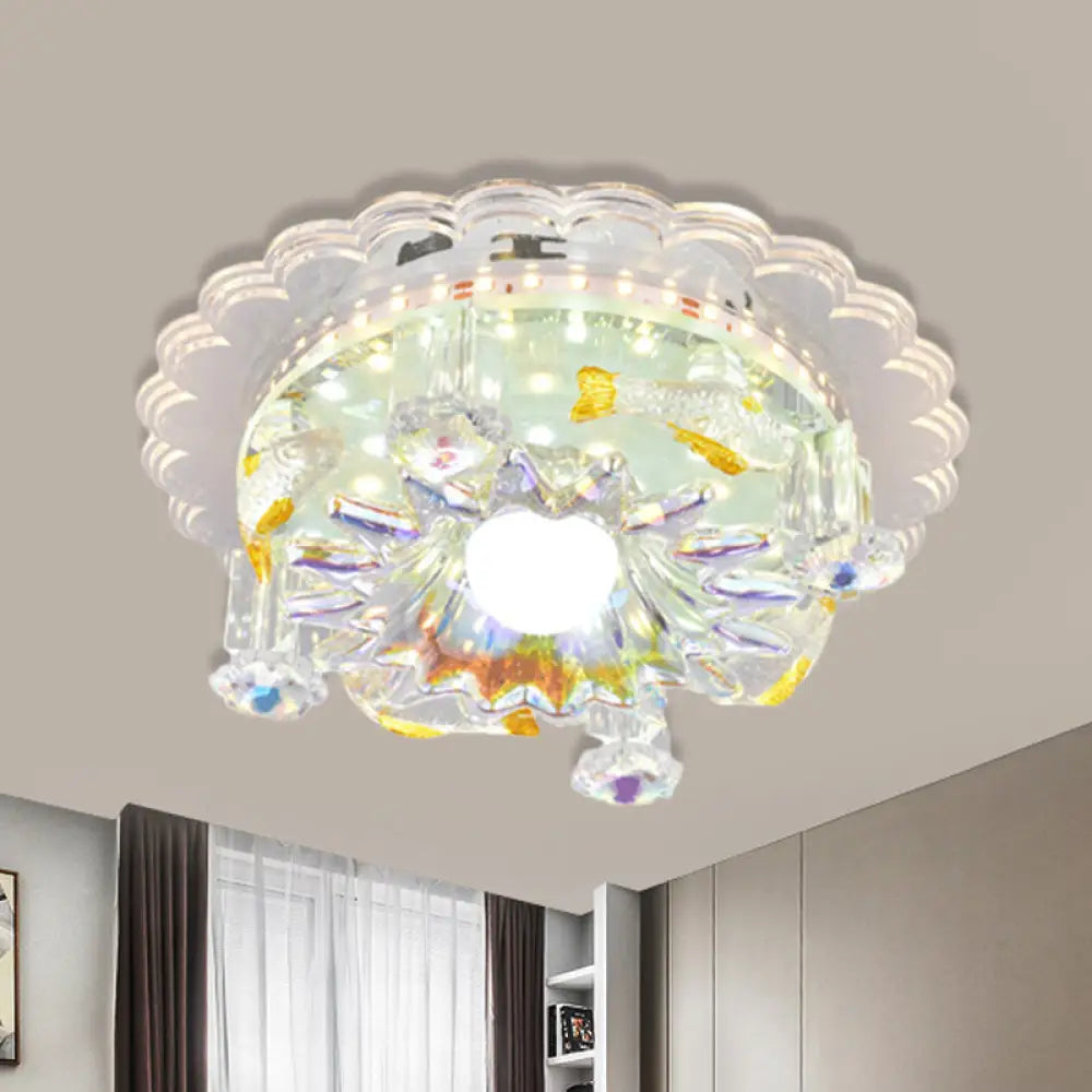 DecorBites™ Lámpara de techo empotrada de cristal transparente de 5 luces con pantalla floral - Diseño minimalista