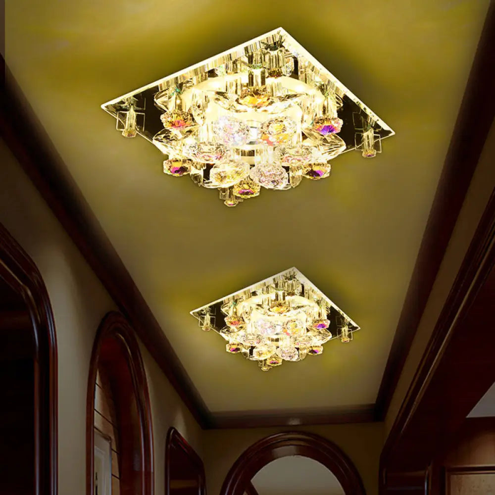 DecorBites™ Lámpara de techo empotrada de cristal transparente de 5 luces con pantalla floral - Diseño minimalista