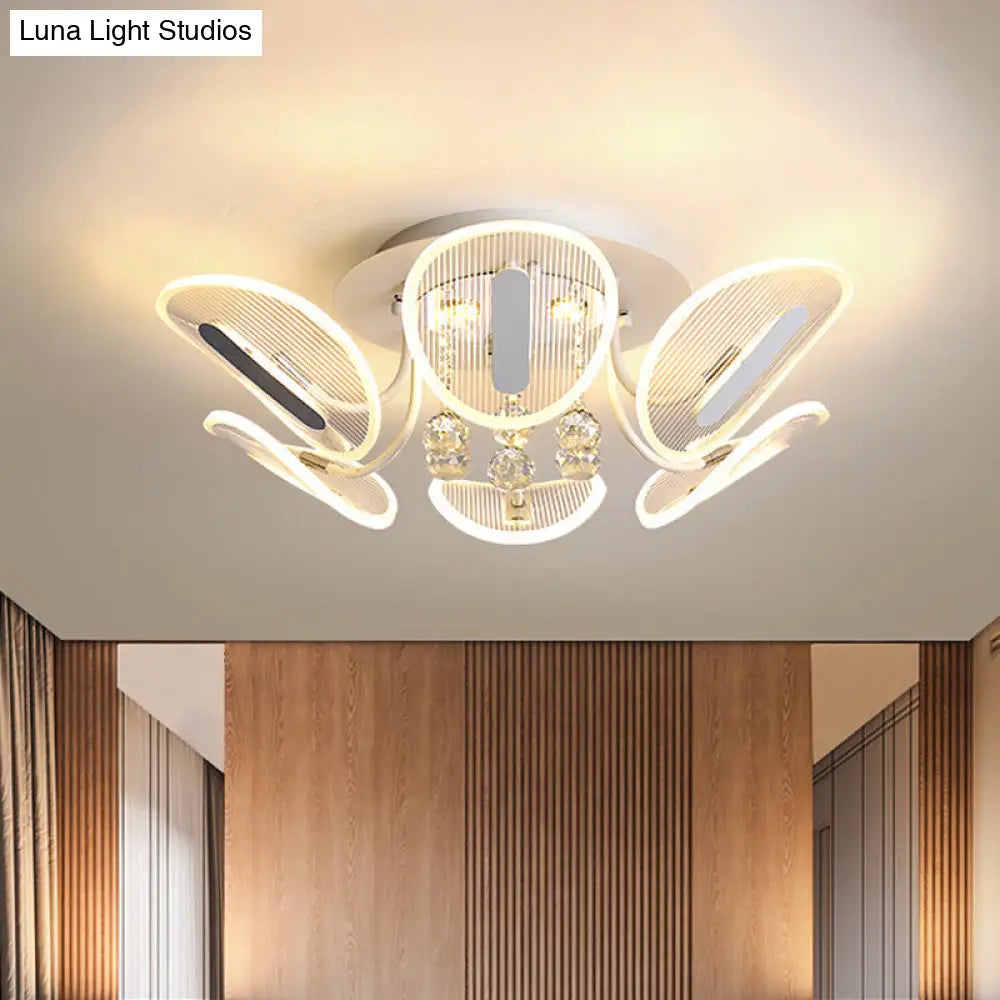 DecorBites™ DecorBites™ Clear Crystal Ball LED Flush Mount Light for Bedroom - Minimalist Oval Semi Flush Fixture, Available in 25.5"/31.5" Width