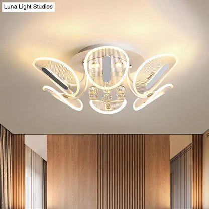 DecorBites™ DecorBites™ Clear Crystal Ball LED Flush Mount Light for Bedroom - Minimalist Oval Semi Flush Fixture, Available in 25.5"/31.5" Width