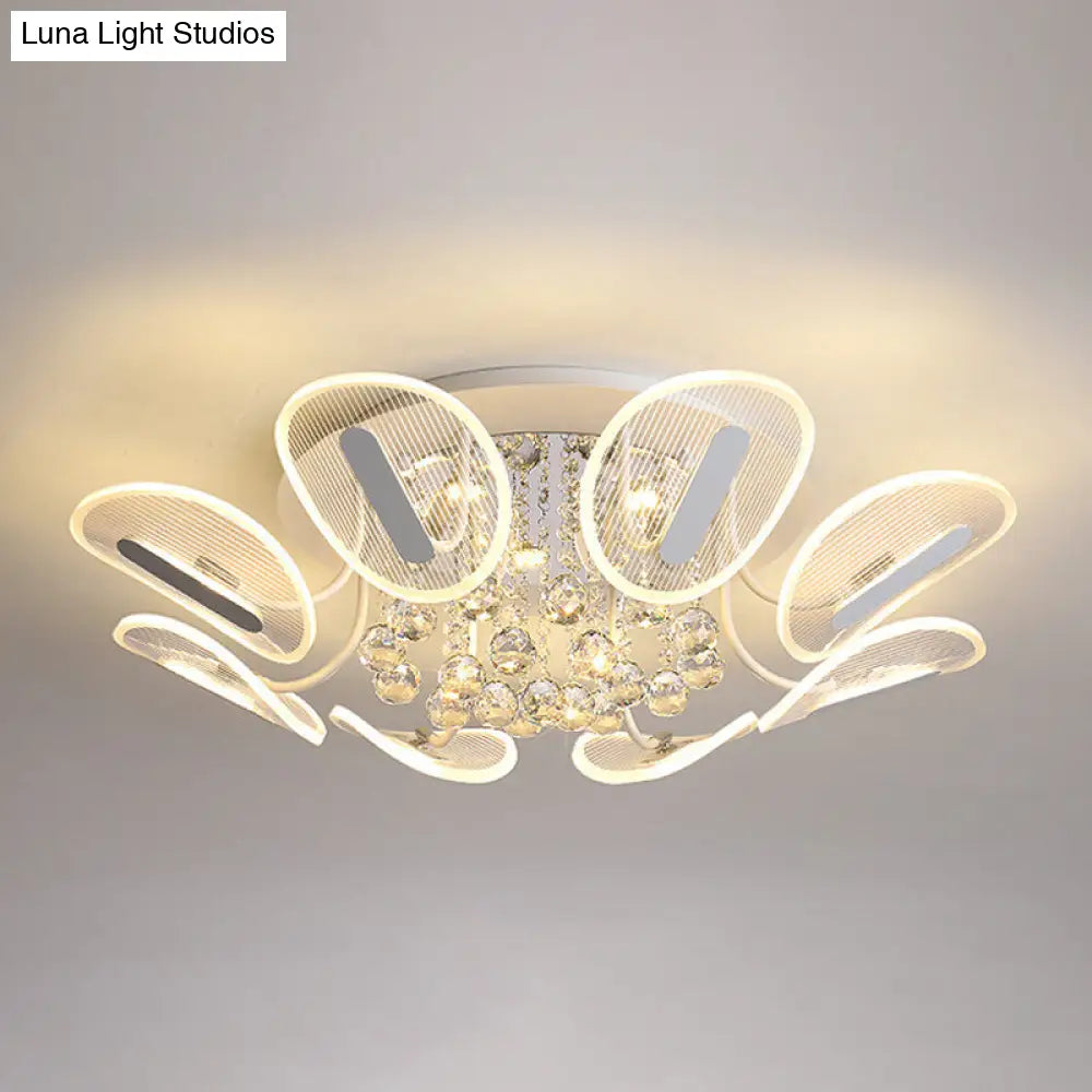 DecorBites™ DecorBites™ Clear Crystal Ball LED Flush Mount Light for Bedroom - Minimalist Oval Semi Flush Fixture, Available in 25.5"/31.5" Width