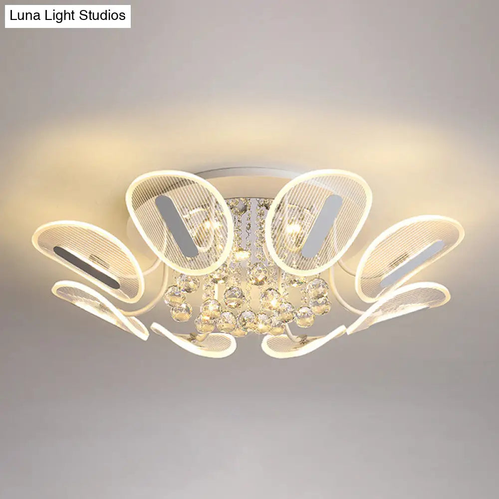 DecorBites™ DecorBites™ Clear Crystal Ball LED Flush Mount Light for Bedroom - Minimalist Oval Semi Flush Fixture, Available in 25.5"/31.5" Width