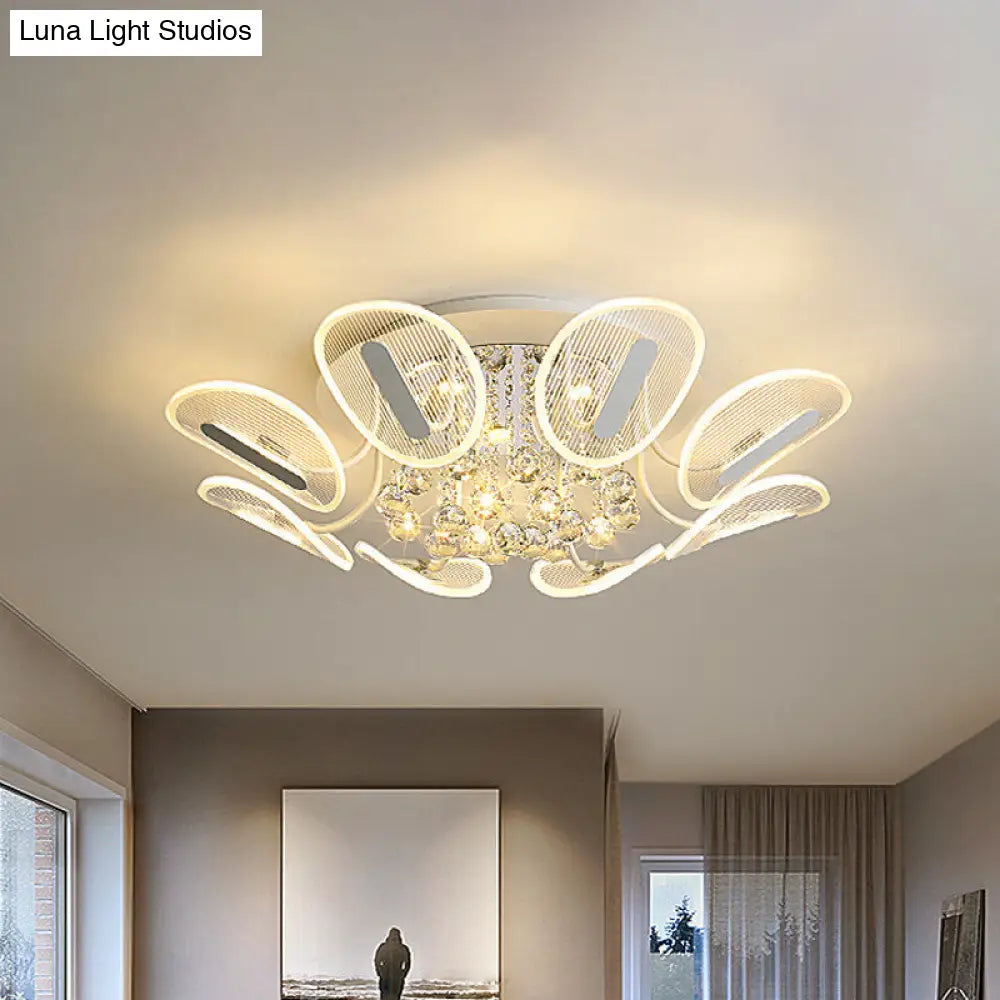 DecorBites™ DecorBites™ Clear Crystal Ball LED Flush Mount Light for Bedroom - Minimalist Oval Semi Flush Fixture, Available in 25.5"/31.5" Width