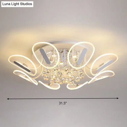 DecorBites™ DecorBites™ Clear Crystal Ball LED Flush Mount Light for Bedroom - Minimalist Oval Semi Flush Fixture, Available in 25.5"/31.5" Width
