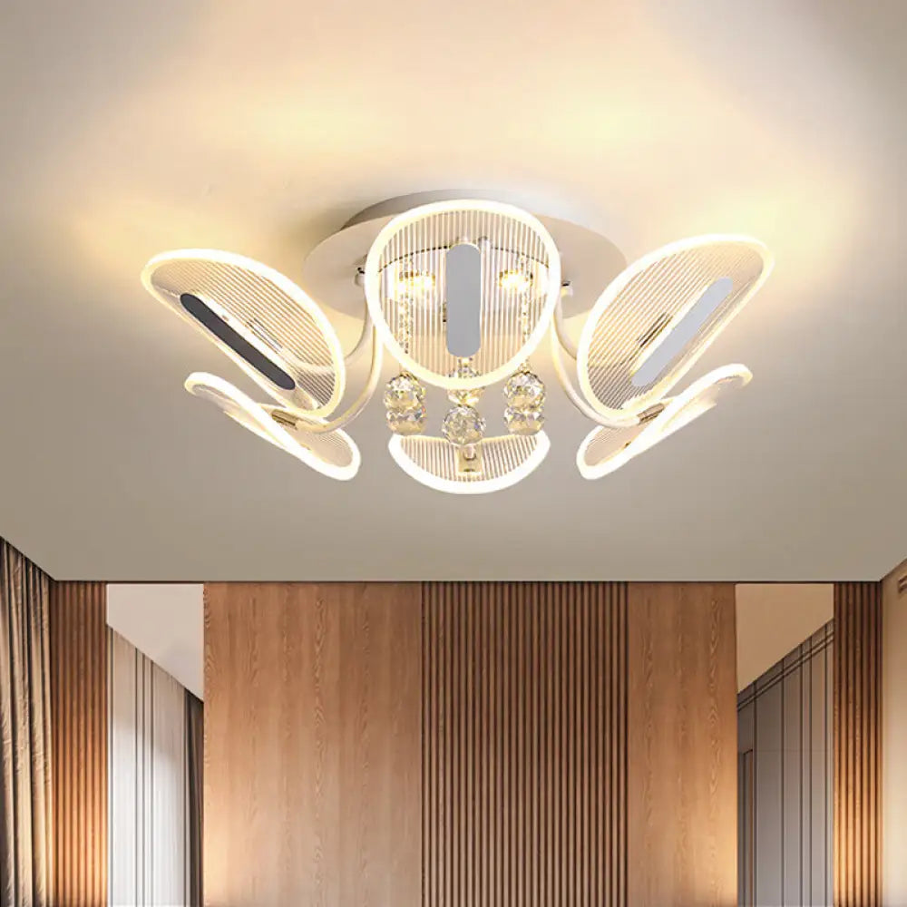 DecorBites™ DecorBites™ Clear Crystal Ball LED Flush Mount Light for Bedroom - Minimalist Oval Semi Flush Fixture, Available in 25.5"/31.5" Width