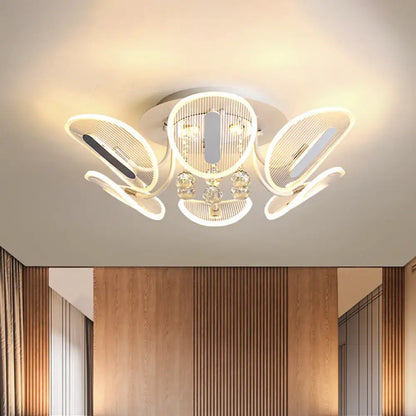 DecorBites™ DecorBites™ Clear Crystal Ball LED Flush Mount Light for Bedroom - Minimalist Oval Semi Flush Fixture, Available in 25.5"/31.5" Width