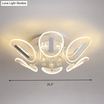 DecorBites™ DecorBites™ Clear Crystal Ball LED Flush Mount Light for Bedroom - Minimalist Oval Semi Flush Fixture, Available in 25.5"/31.5" Width
