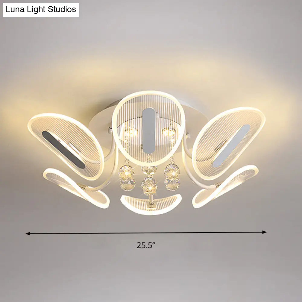 DecorBites™ DecorBites™ Clear Crystal Ball LED Flush Mount Light for Bedroom - Minimalist Oval Semi Flush Fixture, Available in 25.5"/31.5" Width