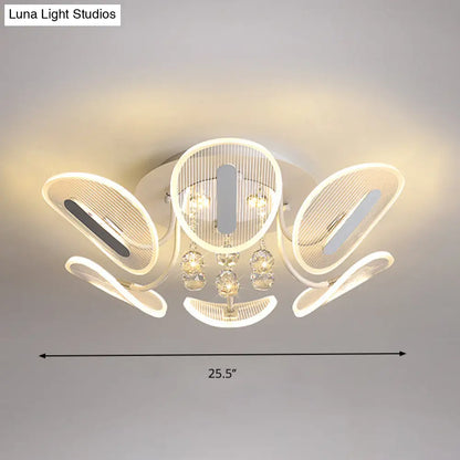 DecorBites™ DecorBites™ Clear Crystal Ball LED Flush Mount Light for Bedroom - Minimalist Oval Semi Flush Fixture, Available in 25.5"/31.5" Width