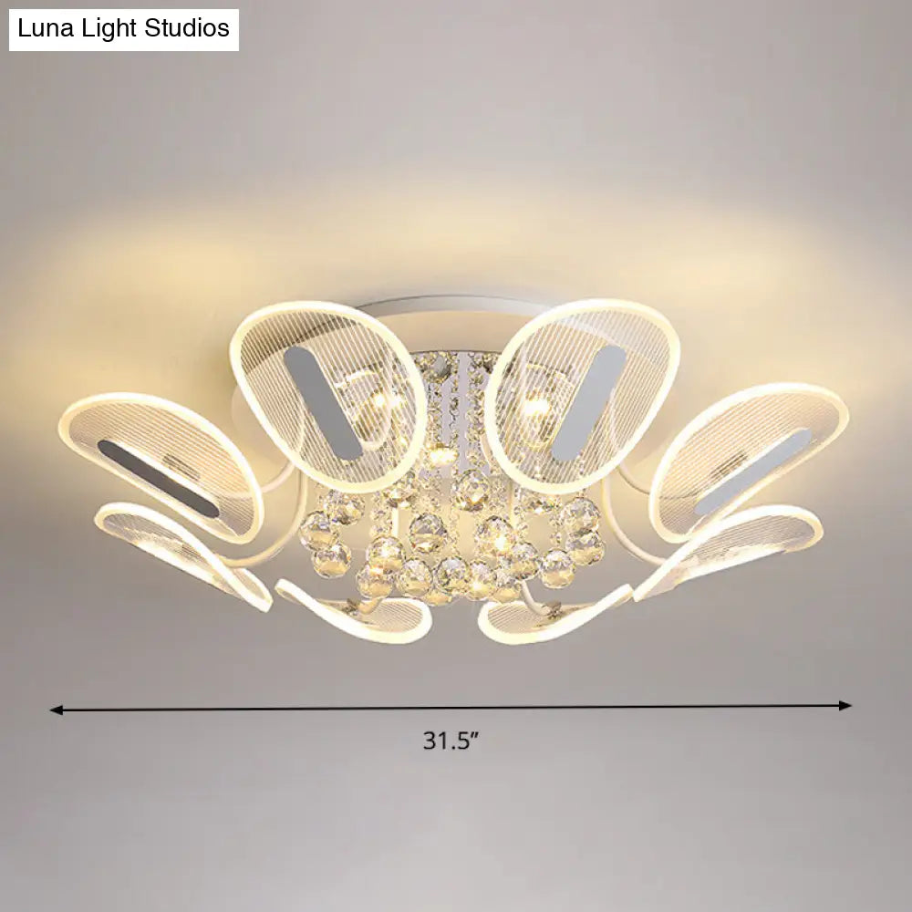 DecorBites™ DecorBites™ Clear Crystal Ball LED Flush Mount Light for Bedroom - Minimalist Oval Semi Flush Fixture, Available in 25.5"/31.5" Width