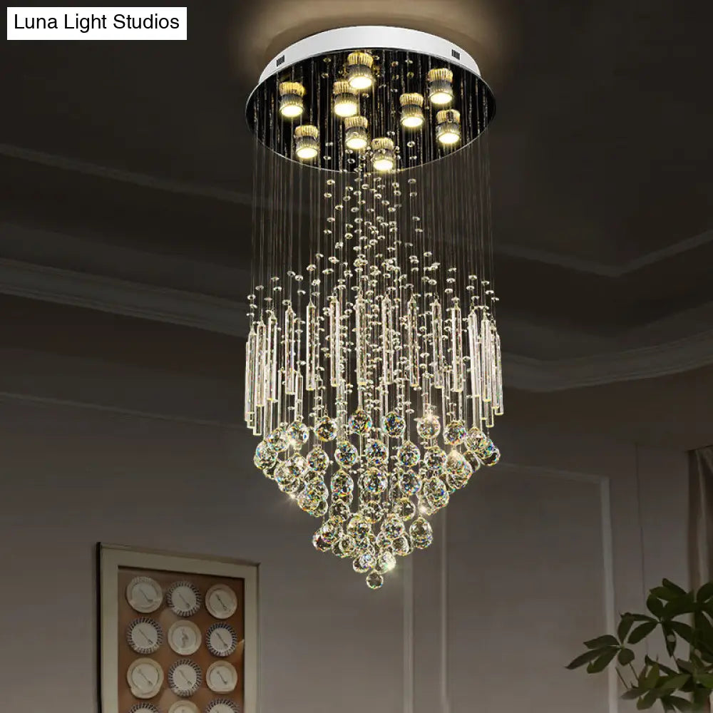 DecorBites™ DecorBites™ Clear Crystal Conical Flush Mount with 9 Lights - Minimalist White Flush Light for Living Room