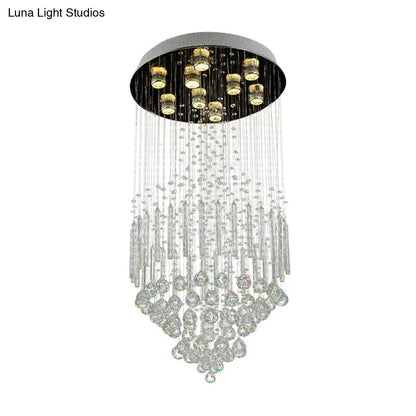 DecorBites™ DecorBites™ Clear Crystal Conical Flush Mount with 9 Lights - Minimalist White Flush Light for Living Room