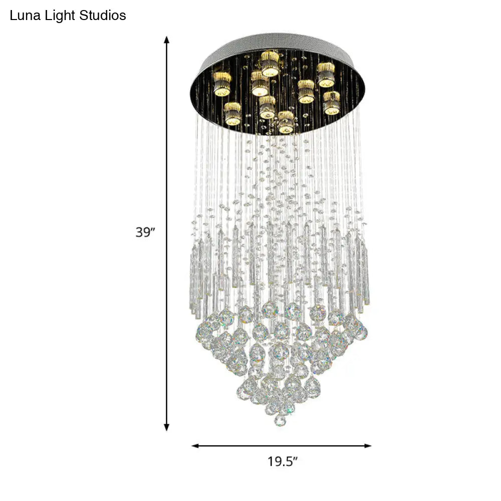 DecorBites™ DecorBites™ Clear Crystal Conical Flush Mount with 9 Lights - Minimalist White Flush Light for Living Room