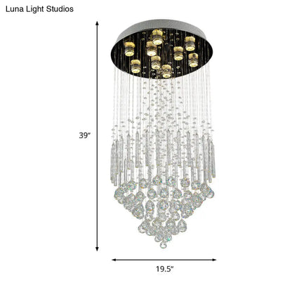 DecorBites™ DecorBites™ Clear Crystal Conical Flush Mount with 9 Lights - Minimalist White Flush Light for Living Room