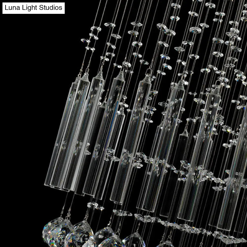 DecorBites™ DecorBites™ Clear Crystal Conical Flush Mount with 9 Lights - Minimalist White Flush Light for Living Room