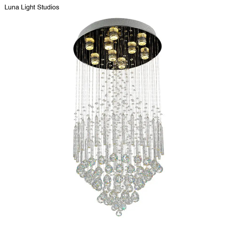 DecorBites™ DecorBites™ Clear Crystal Conical Flush Mount with 9 Lights - Minimalist White Flush Light for Living Room