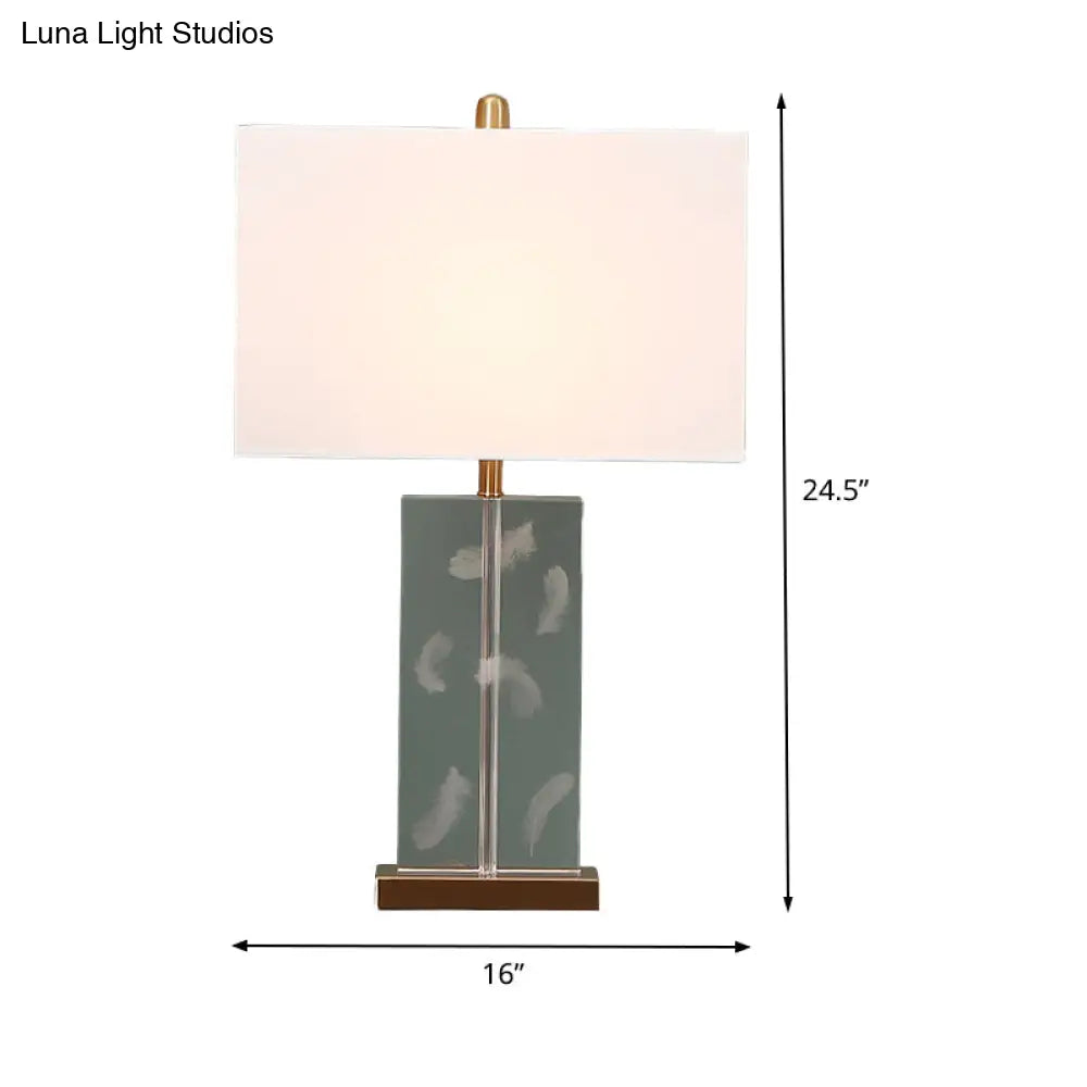 Clear Crystal Desk Lamp: Modern 1 Bulb White Table Light with Fabric Shade