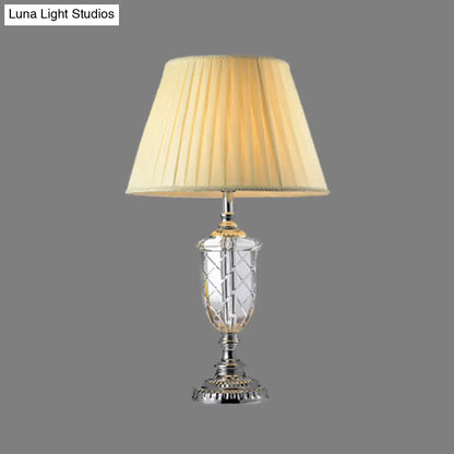Clear Crystal Desk Lamp: Modern Table Light with Cone Fabric Shade