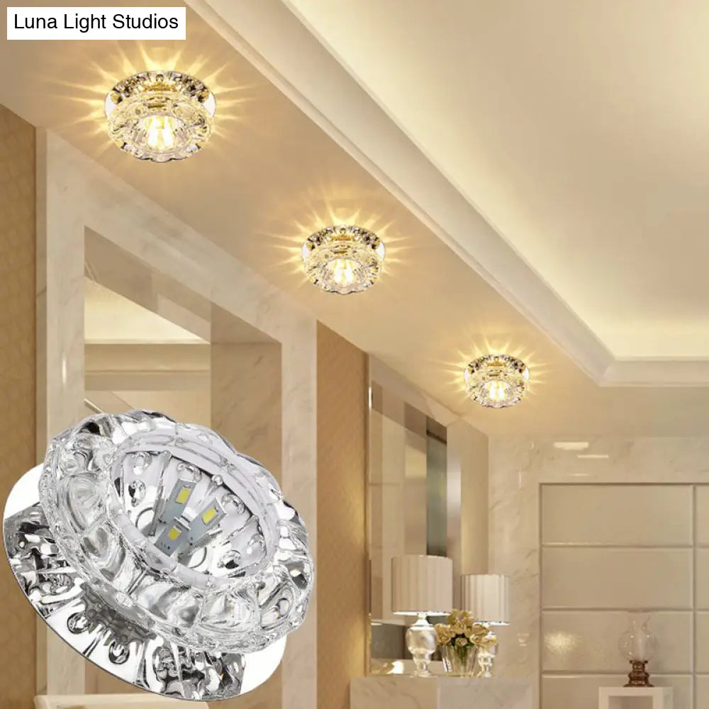 DecorBites™ DecorBites™ Clear Crystal Flower LED Flush Mount Light for Hallway Ceiling