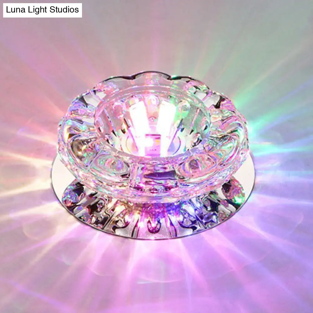 DecorBites™ DecorBites™ Clear Crystal Flower LED Flush Mount Light for Hallway Ceiling