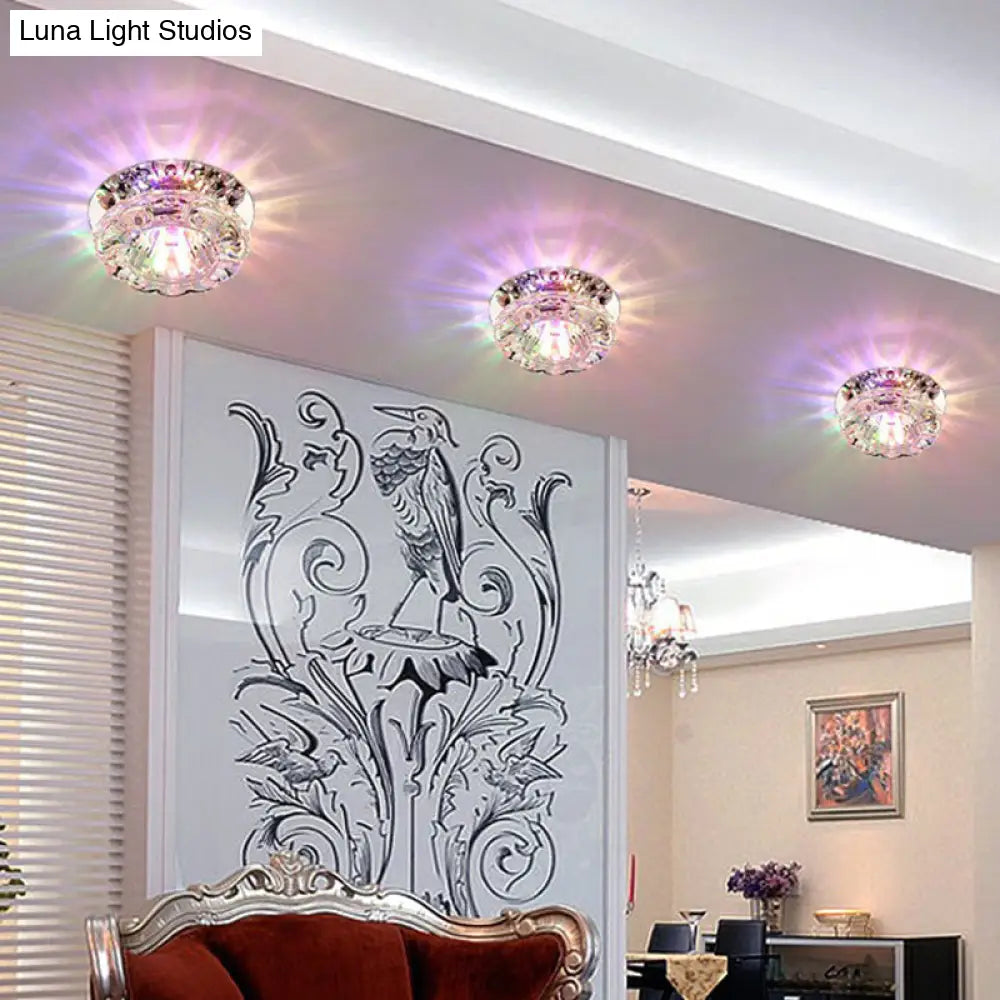 DecorBites™ DecorBites™ Clear Crystal Flower LED Flush Mount Light for Hallway Ceiling
