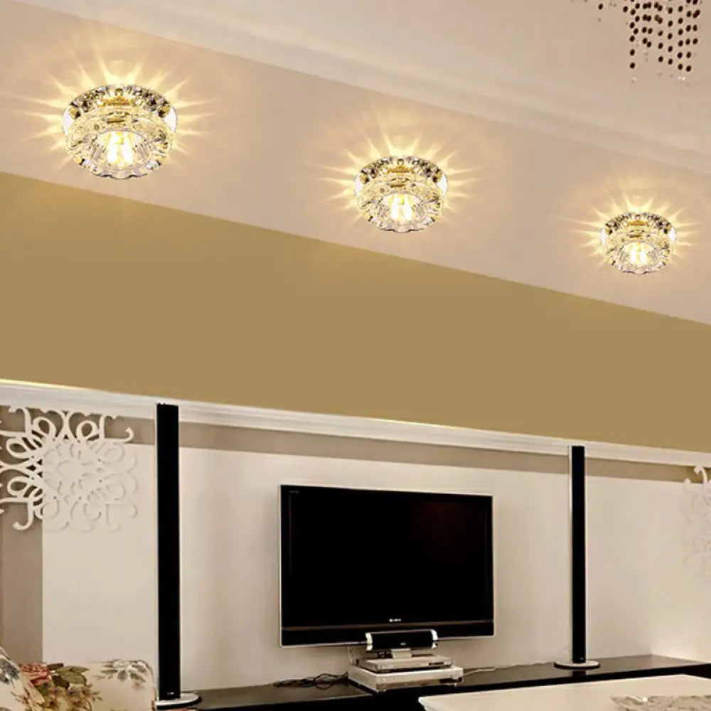 DecorBites™ DecorBites™ Clear Crystal Flower LED Flush Mount Light for Hallway Ceiling