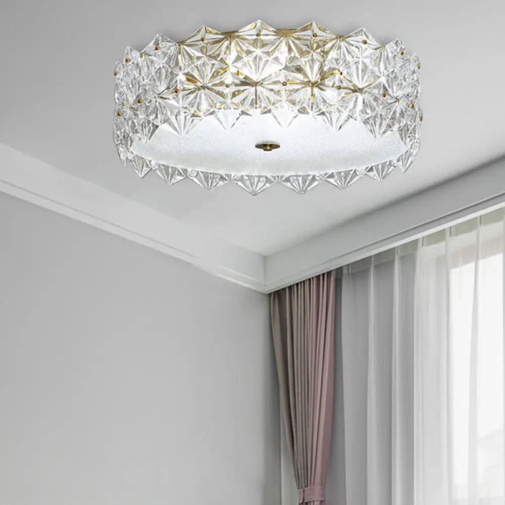 DecorBites™ DecorBites™ Clear Crystal Flush Ceiling Light - Contemporary Round Bedroom Lighting
