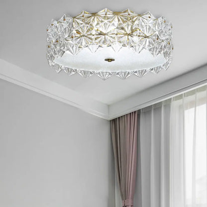 DecorBites™ DecorBites™ Clear Crystal Flush Ceiling Light - Contemporary Round Bedroom Lighting