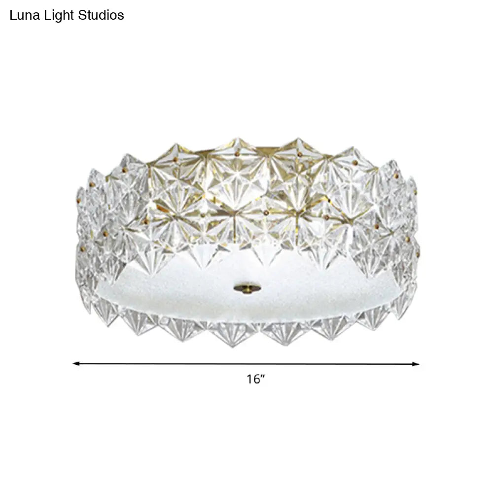 DecorBites™ DecorBites™ Clear Crystal Flush Ceiling Light - Contemporary Round Bedroom Lighting