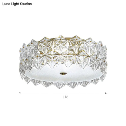 DecorBites™ DecorBites™ Clear Crystal Flush Ceiling Light - Contemporary Round Bedroom Lighting