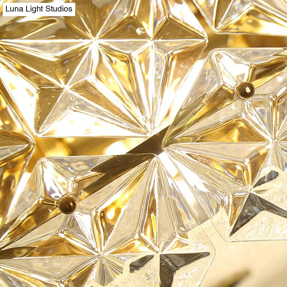 DecorBites™ DecorBites™ Clear Crystal Flush Ceiling Light - Contemporary Round Bedroom Lighting